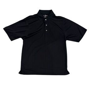 Grand Slam Men’s Black Polo Pinstripe Short Sleeve Shirt Collared Golf Size M